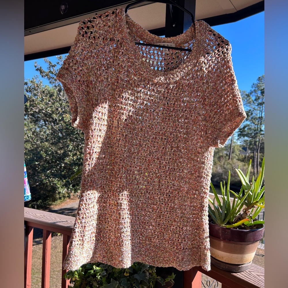 CAbi Sorbet (Multicolor) Spring Crochet Sweater Top Size Large